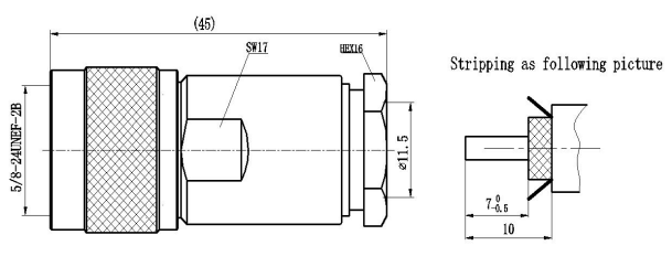 N Male Clamp Straight Connector for 8D-FB Cable