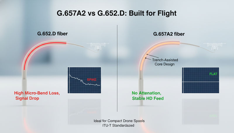 Comparison of fiber optic performance between G.657A2 and G.652.D