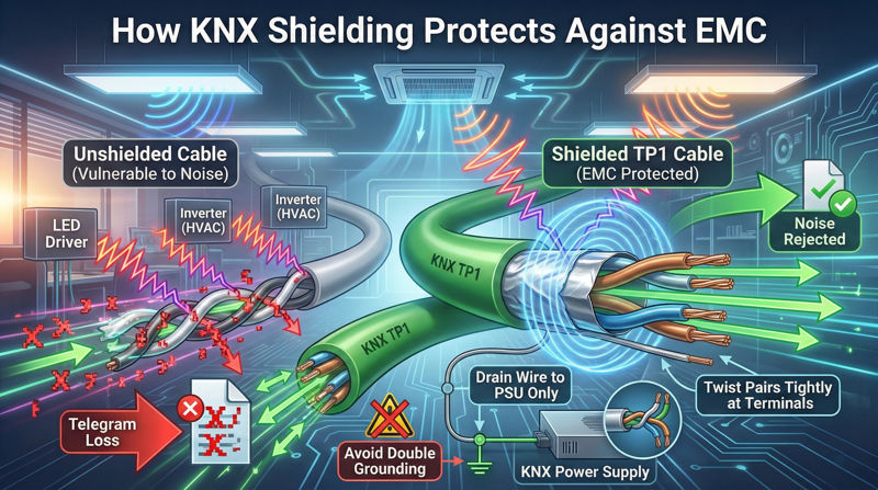 KNX Cable Electromagnetic Interference Protection Schematic Diagram