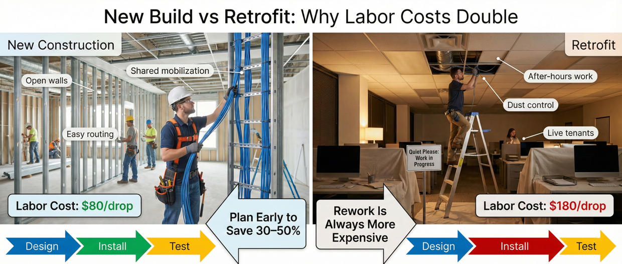 New Build vs Retrofit Why Labor Costs Double