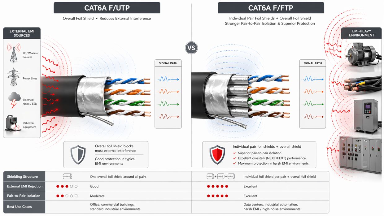 Cat6A EMI Protection Concept for FUTP and FFTP Cable EMI Protection Logic