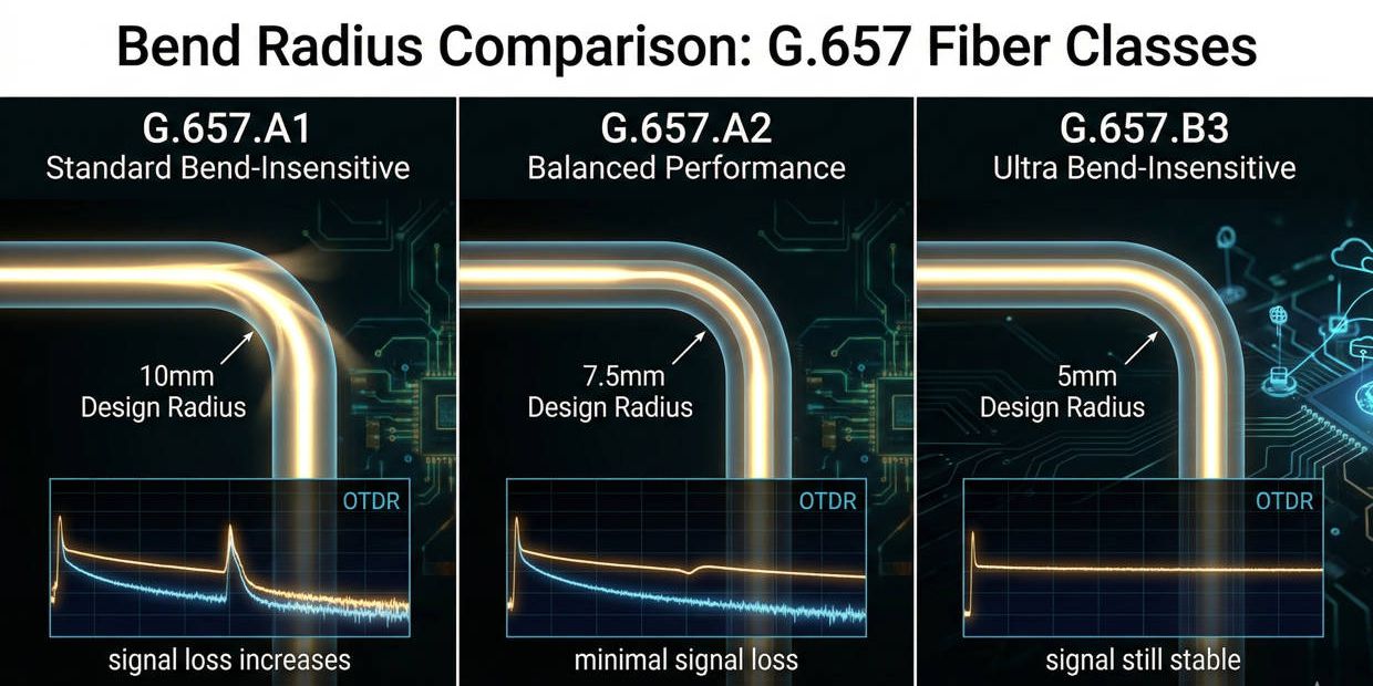Bend Radius Comparison G.657 Fiber Classes