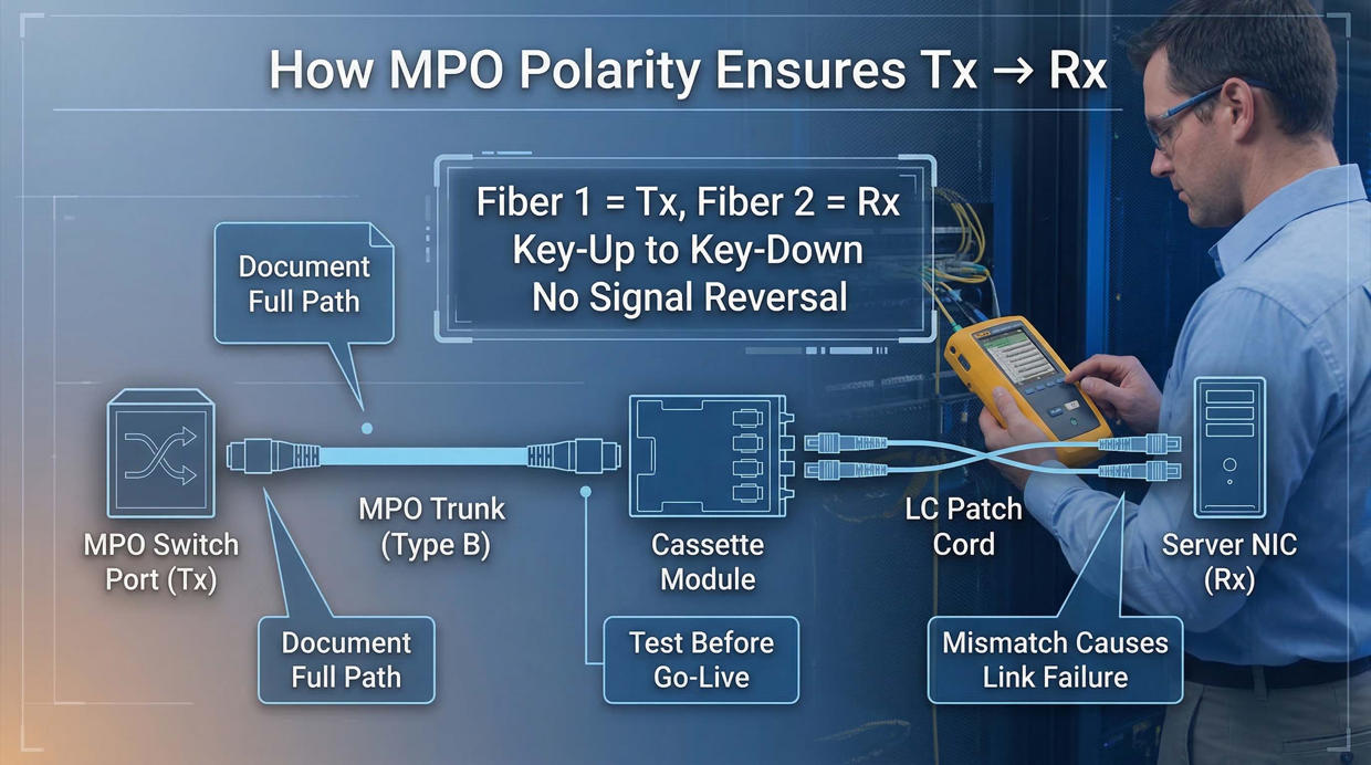 How MPO Polarity Ensures Tx &rarr; Rx