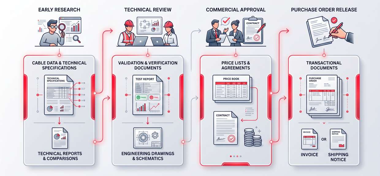 Which Cable Document Is Needed at Each Buying Stage