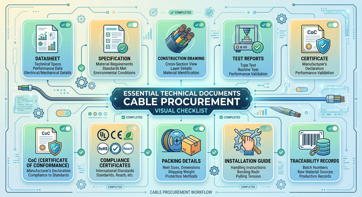 Engineering Team Reviewing Cable Technical Documents Procurement Compliance Workflow