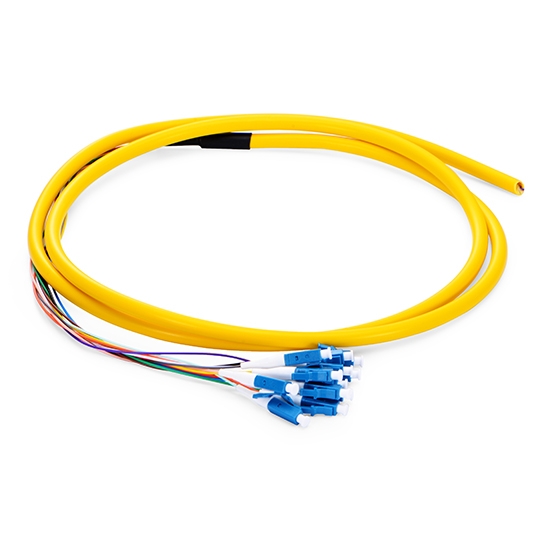 LC UPC 12 Fibers OS2 Single Mode Bunch PVC 0.9mm Fiber Optic Pigtail