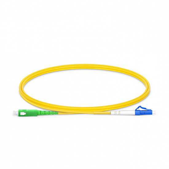 SC APC to LC UPC Simplex OS2 Single Mode PVC (OFNR) 2.0mm Fiber Optic Patch Cable SC APC to LC UPC Simplex OS2 Single Mode PVC (OFNR) 2.0mm Fiber Optic Patch Cable