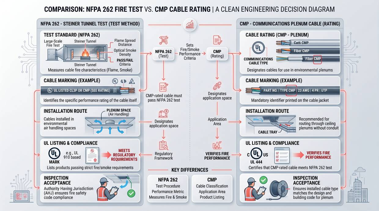NFPA 262 vs CMP Cable Rating and Plenum Use