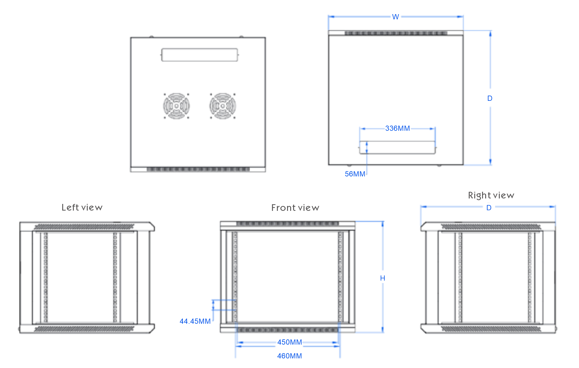 NC01 wall mount rack cabinet size