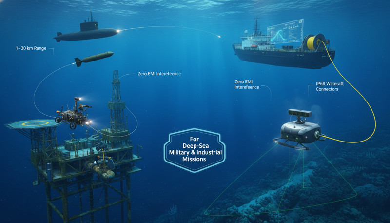 Panoramic view of underwater fiber optic guidance system