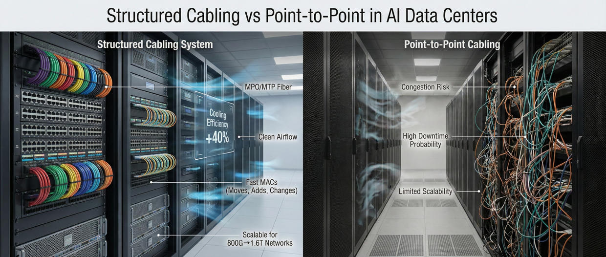 Structured Cabling vs Point-to-Point in Al Data Centers 