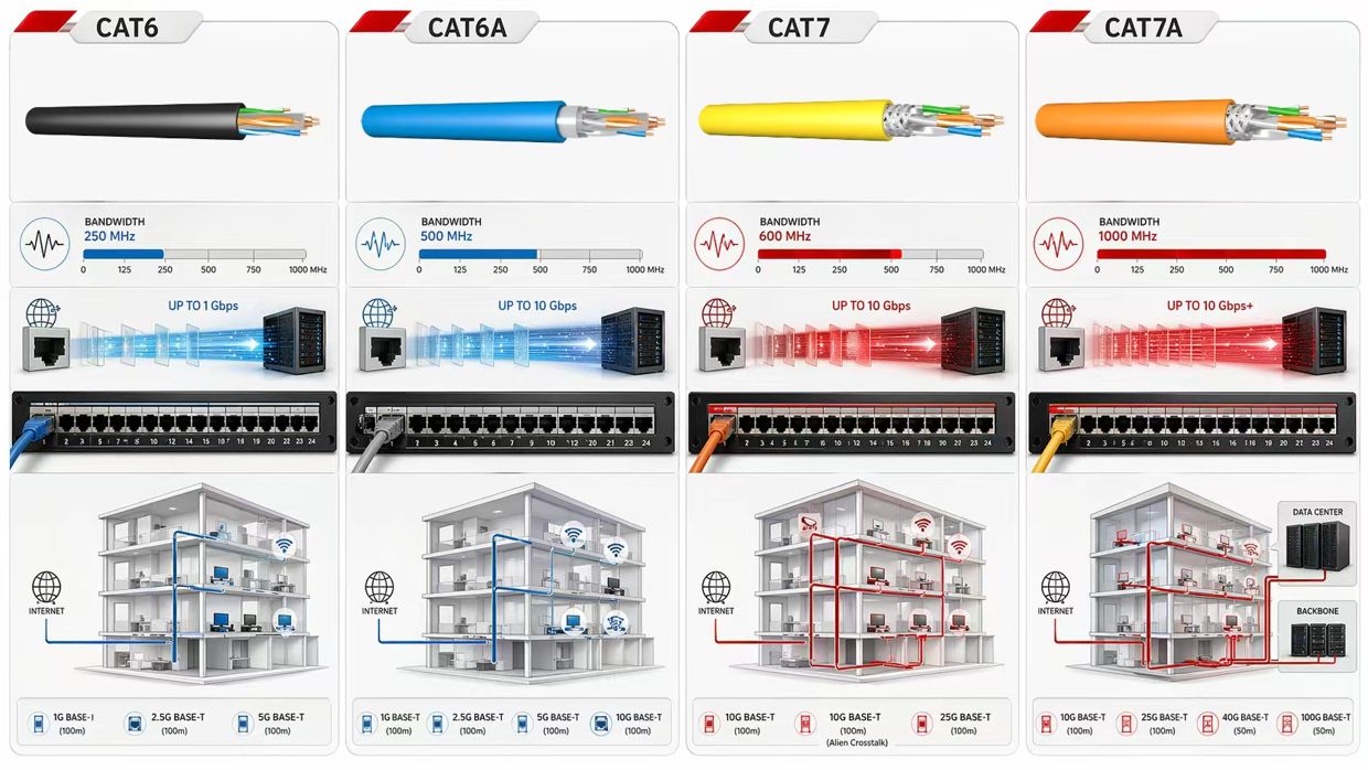 Ethernet Cable Category Bandwidth Comparison