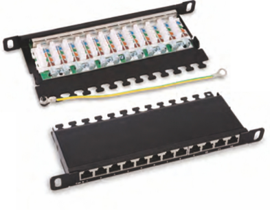 10 0.5U shielded 12 ports patch panel.