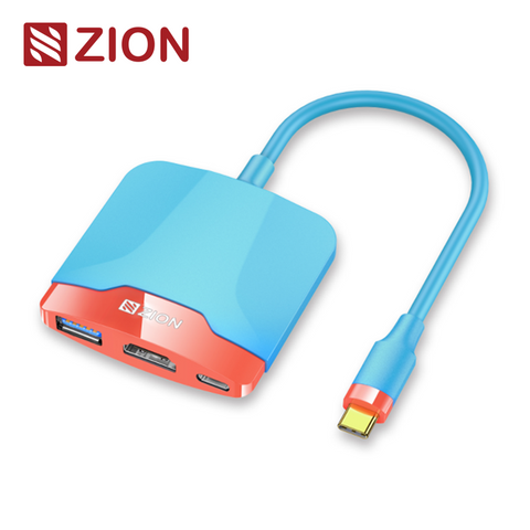 NO.ZCH106-Type-C/HDMI+USB3.0+PD 3-in-1 Converter (Red/Blue)