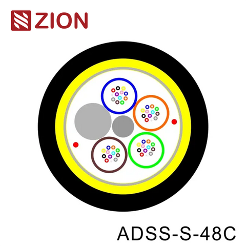 ADSS Cable 48C Single Jacket,Span 120m fibra óptica All Dielectric self-supporting Aerial,Loose Multi-tube,Monomode óptico para,Aramid yarn,inner water blocking tape