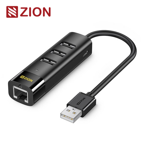 NO.ZCF109-USB2.0/100Mbps Ethernet Adapter + 3-Port USB 2.0 Hub (Black)