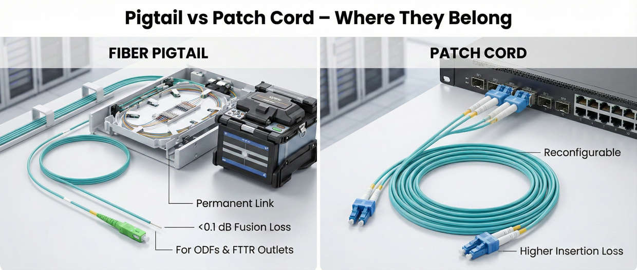 Pigtail vs Patch Cord -Where They Belong