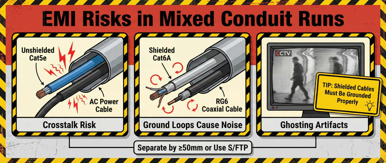 EMl Risks in Mixed Conduit Runs