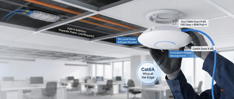 CAT6A-PoE of the data + power advantage.