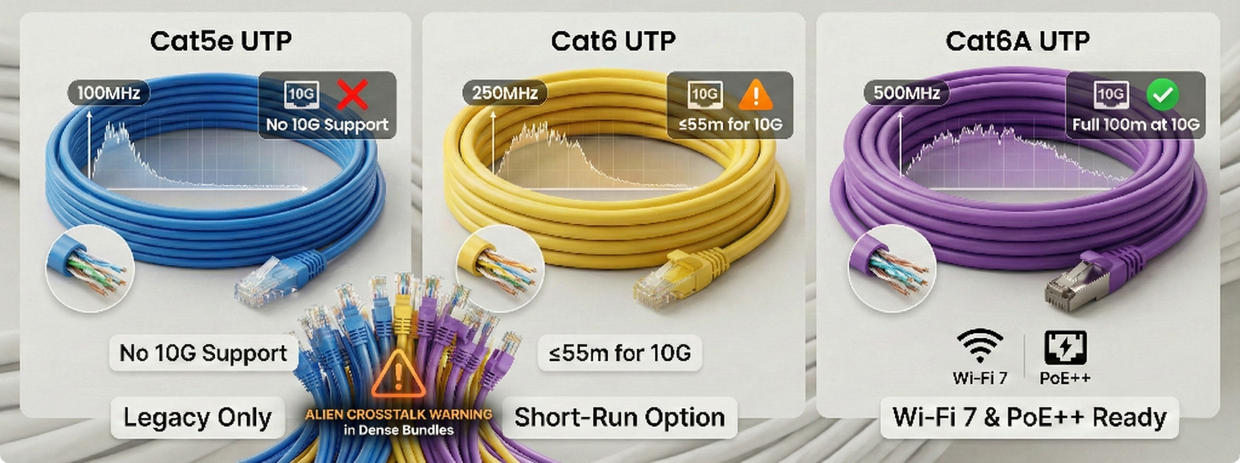 Cat5e vs Cat6 vs Cat6A