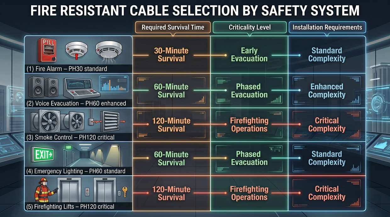Fire Resistant Cable Selection by Safety System