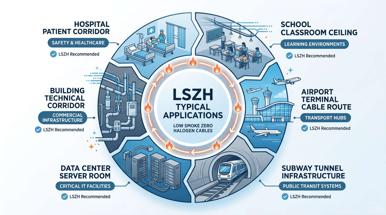 LSZH Cable Application Scenarios Hospitals, Schools, Airports, Tunnels, Data Centers