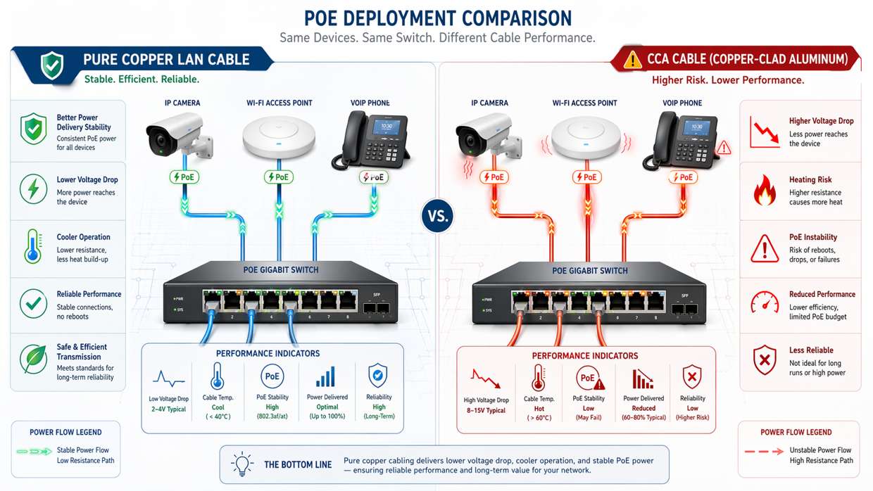 Why Copper Cable Is Better Than CCA for PoE Applications