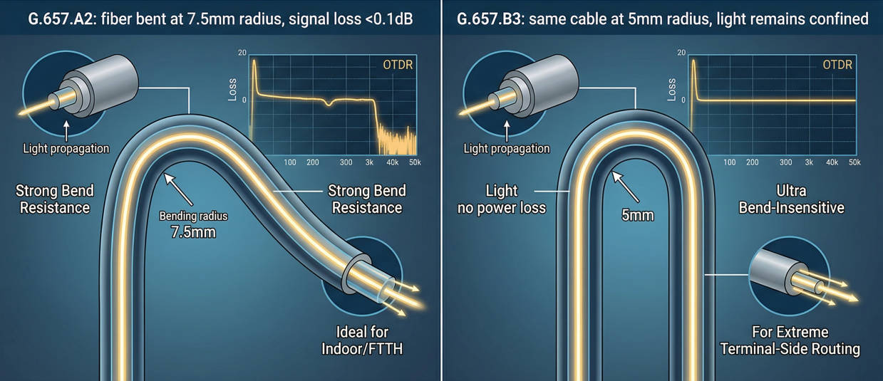 Bend Tolerance G.657.A2 vs G.657.B3