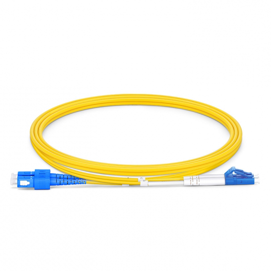 SC UPC to LC UPC Duplex OS2 Single Mode PVC (OFNR) 2.0mm Fiber Optic Patch Cable SC UPC to LC UPC Duplex OS2 Single Mode PVC (OFNR) 2.0mm Fiber Optic Patch Cable