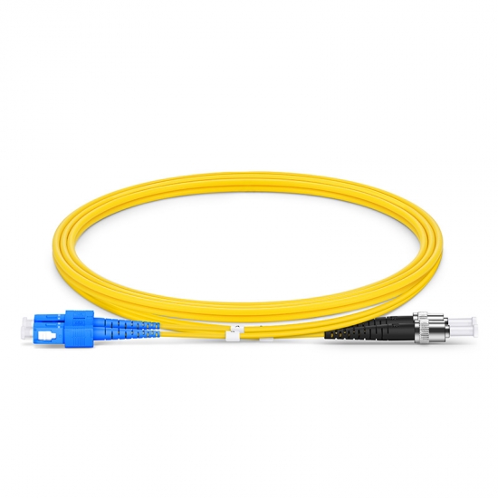 SC UPC to ST UPC Duplex OS2 Single Mode PVC (OFNR) 2.0mm Fiber Optic Patch Cable SC UPC to ST UPC Duplex OS2 Single Mode PVC (OFNR) 2.0mm Fiber Optic Patch Cable