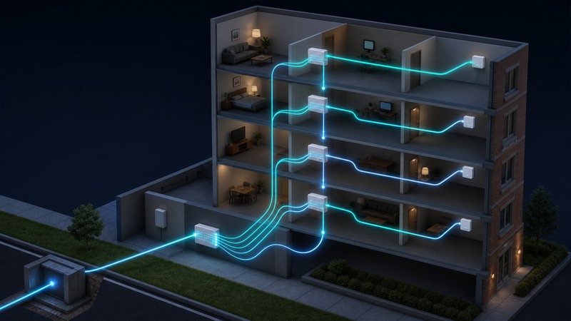 Cascaded Splitters for Passive Optical LAN optical loss budget