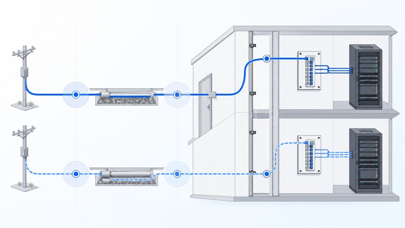 A and B dark fiber path diversity comparison diagram