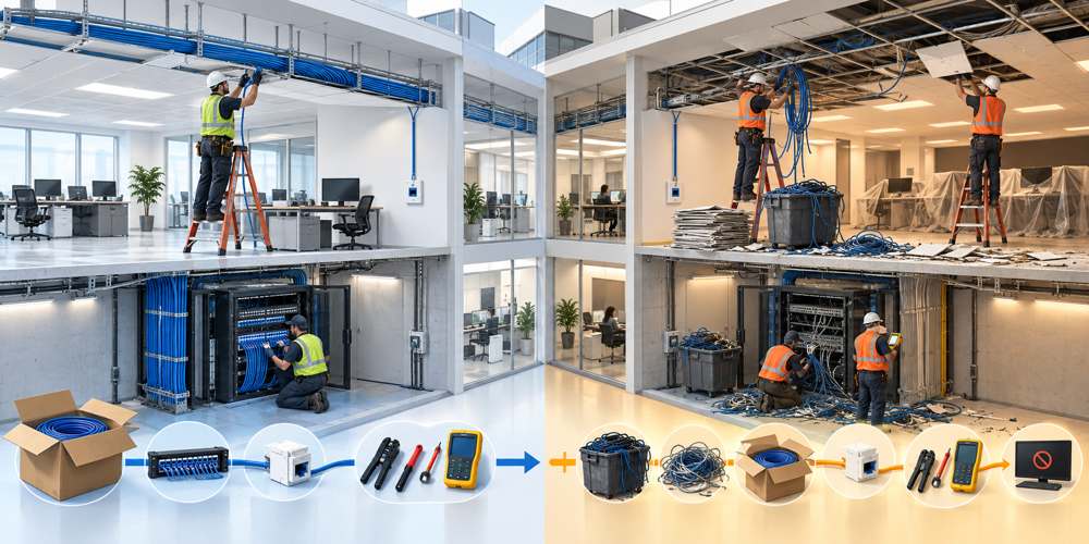 Structured cabling installation and future recabling lifecycle cost stages
