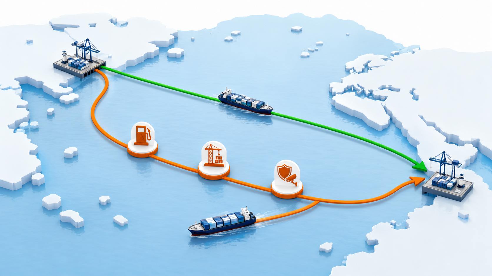 Route change and surcharge map