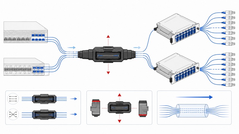 MPO MTP backbone polarity and cassette connection diagram