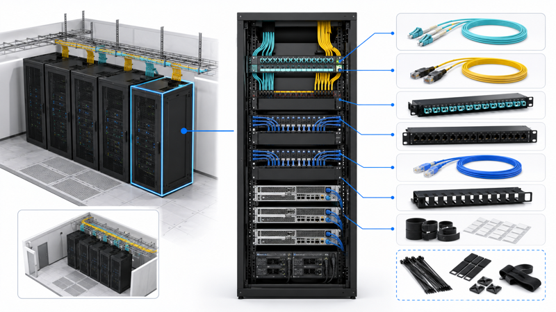 Rack-level cabling BOM for AI server room
