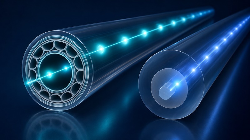 Light pulse propagation in hollow-core fiber and solid-core fiber