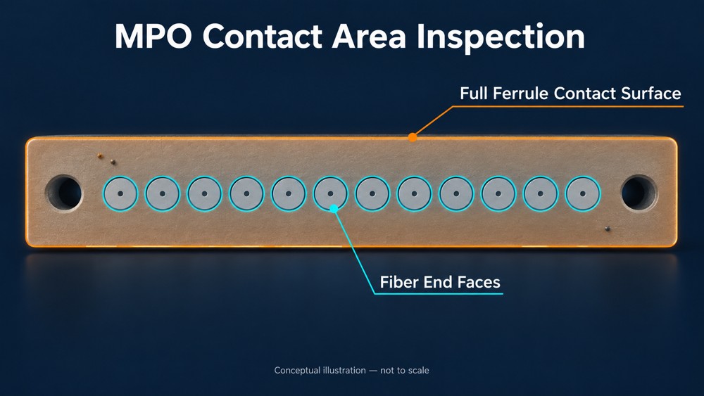 MPO fiber end faces and full ferrule contact surface inspection coverage