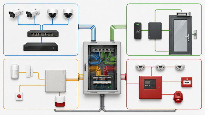 CCTV access control alarm and fire alarm cable planning