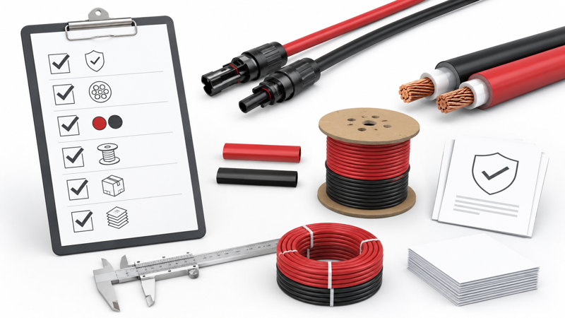 Solar PV cable RFQ checklist with standard size color quantity and documents
