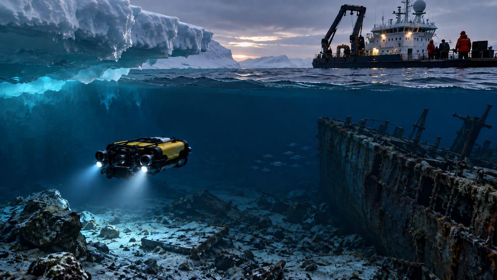 Battery-powered ROV conducting an extended-range port inspection