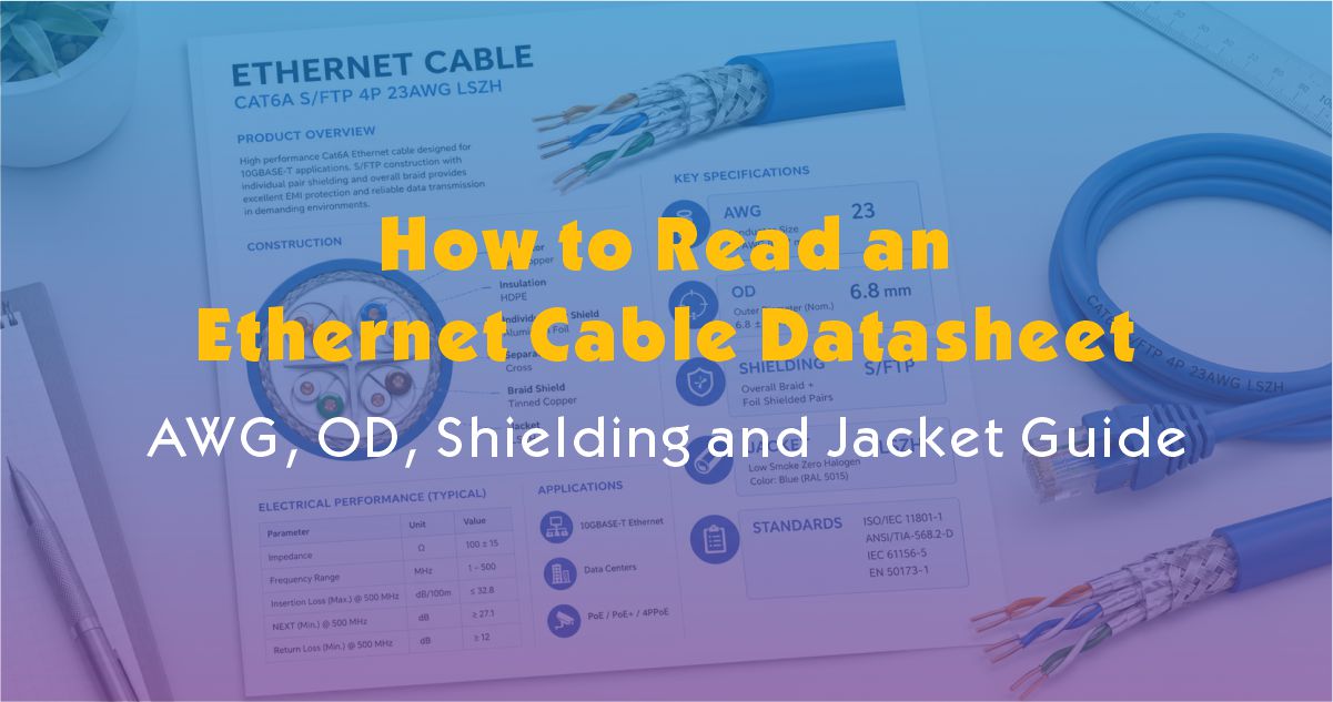 How to Read an Ethernet Cable Datasheet: AWG, OD, Shielding and Jacket Guide