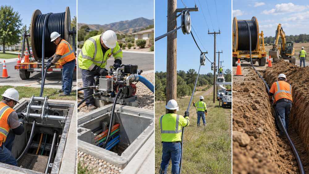 Four fiber cable installation methods in field environments