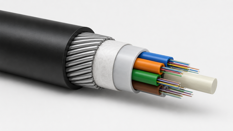 Armored outdoor fiber optic cable structure diagram