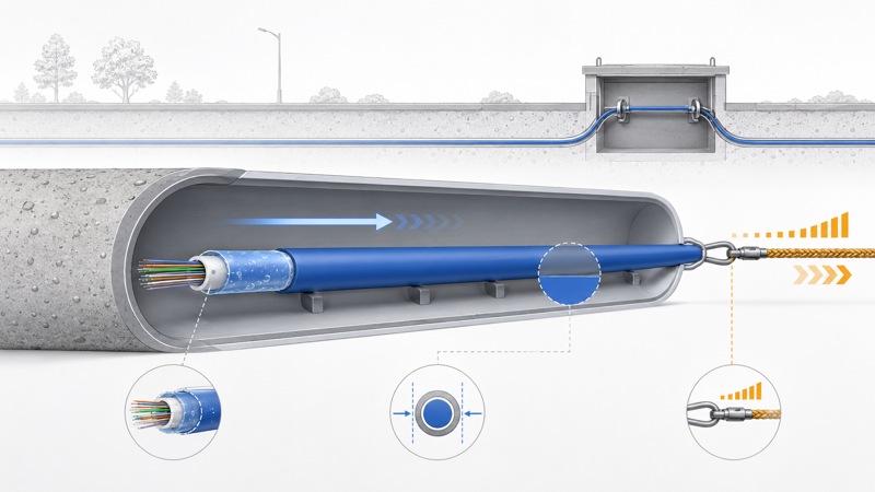 Duct fiber cable route and protection details