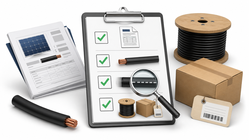 Solar cable supplier audit checklist for datasheet sample marking and packing review