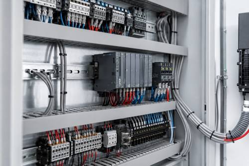 Industrial control cabinet cabling for PLC panels and terminal wiring