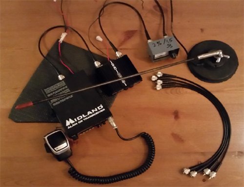 27 MHz radio equipment and donated coaxial cable assemblies prepared for the 2016 ambulance convoy