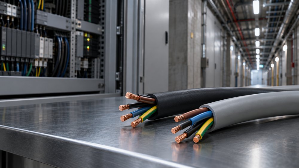 PVC and LSZH control cable samples in an industrial installation environment