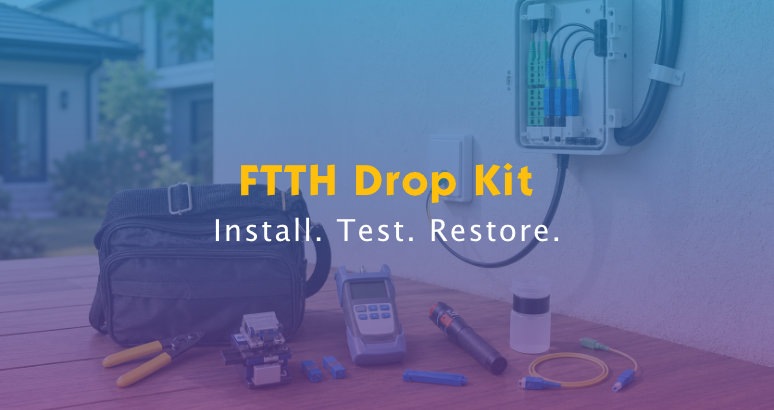 FTTH Installation & Repair Kit | Drop Cable, Box, Connector & Clamp